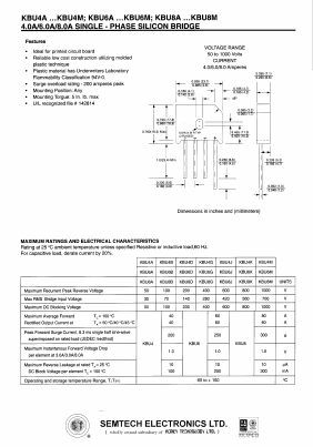 KBU8D Datasheet PDF Semtech Corporation