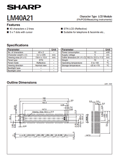 LM40A21 Datasheet PDF Sharp Electronics