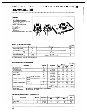 LT022MF Datasheet PDF Sharp Electronics