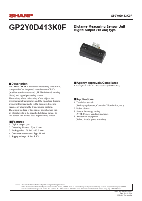 GP2Y0D413K0F Datasheet PDF Sharp Electronics