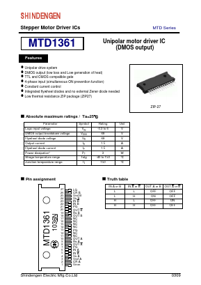 MTD1361 Datasheet PDF Shindengen