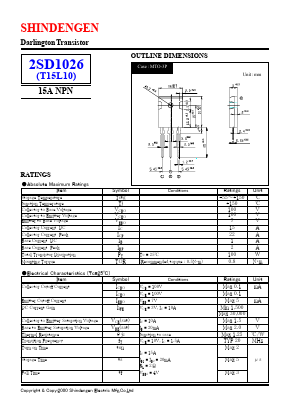 2SD1026 Datasheet PDF Shindengen
