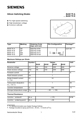 BAW79C Datasheet PDF Siemens AG
