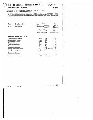 BF507 Datasheet PDF Siemens AG