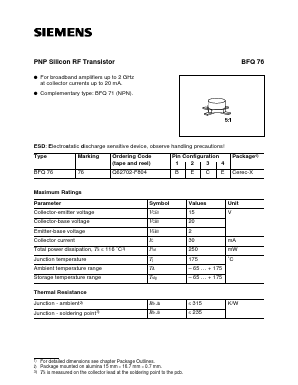 BFQ76 Datasheet PDF Siemens AG
