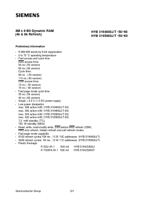HYB3164800T-60 Datasheet PDF Siemens AG
