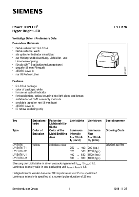 LYE676 Datasheet PDF Siemens AG