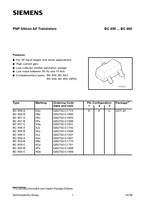 BC859 Datasheet PDF Siemens AG