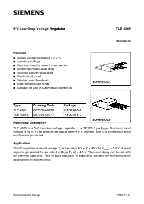 TLE4265S Datasheet PDF Siemens AG