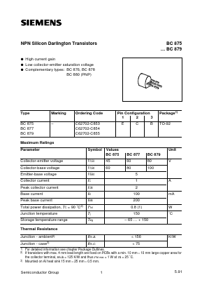 BC879 Datasheet PDF Siemens AG