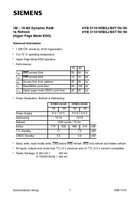 HYB3118165BSJ-50 Datasheet PDF Siemens AG