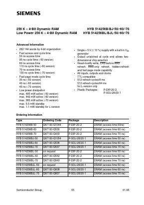 HYB514256B-50 Datasheet PDF Siemens AG