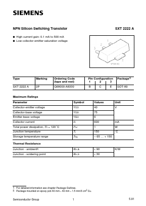 SXT2222A Datasheet PDF Siemens AG