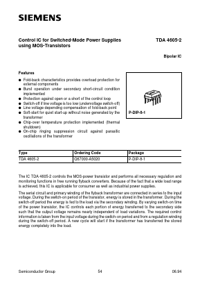 TDA4605-2 Datasheet PDF Siemens AG