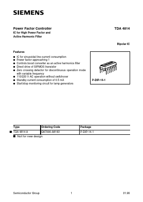 TDA4814A Datasheet PDF Siemens AG