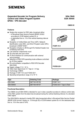 SDA5649X Datasheet PDF Siemens AG
