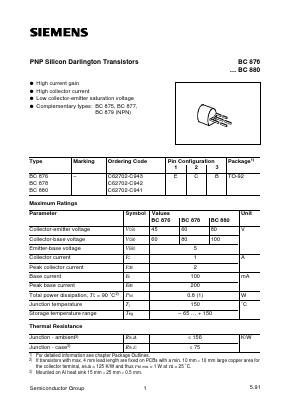 BC876 Datasheet PDF Siemens AG