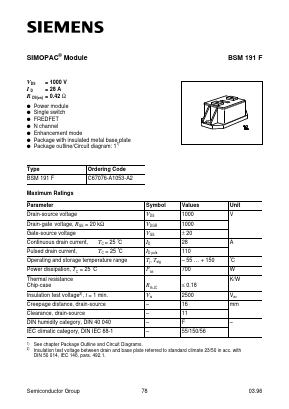 BSM191F Datasheet PDF Siemens AG