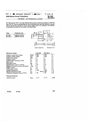 BU426 Datasheet PDF Siemens AG