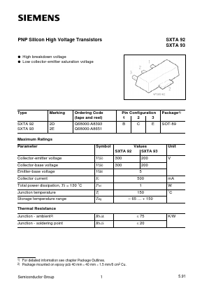 SXTA92 Datasheet PDF Siemens AG