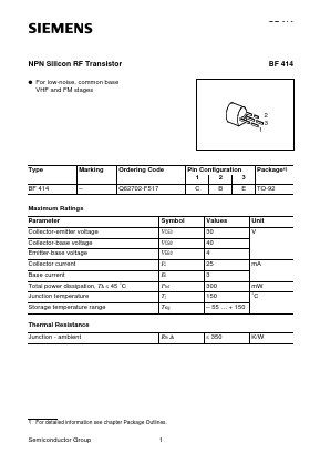 BF414 Datasheet PDF Siemens AG