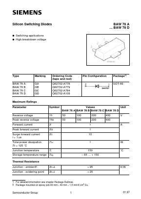 BAW78B Datasheet PDF Siemens AG