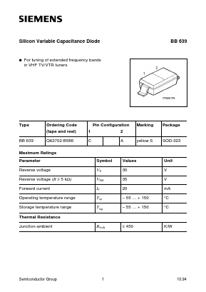 BB639 Datasheet PDF Siemens AG