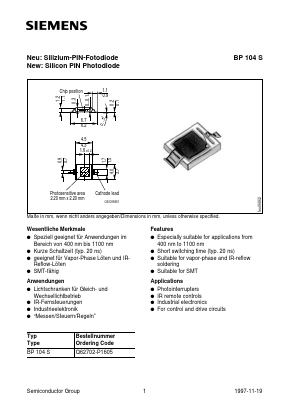 BP104S Datasheet PDF Siemens AG