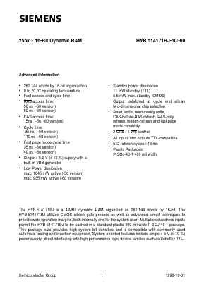 HYB514171BJ Datasheet PDF Siemens AG