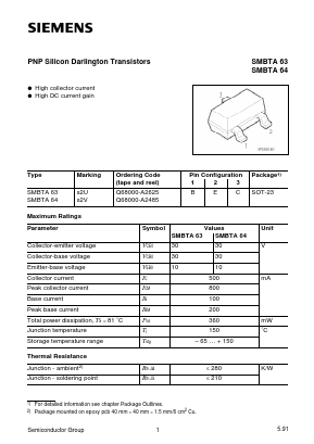 SMBTA63 Datasheet PDF Siemens AG