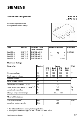BAS78A Datasheet PDF Siemens AG