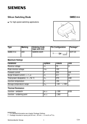SMBD914 Datasheet PDF Siemens AG