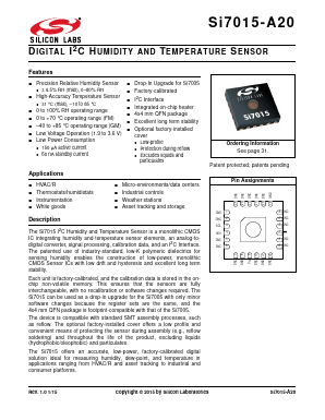 SI7015-A20-GM1R Datasheet PDF Silicon Laboratories