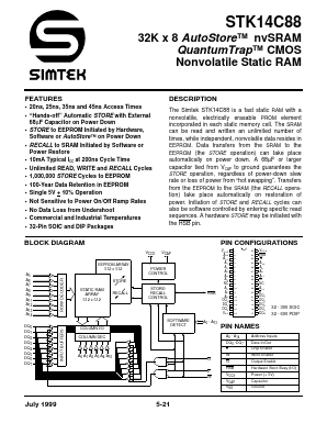 STK14C88-45 Datasheet PDF Simtek Corporation