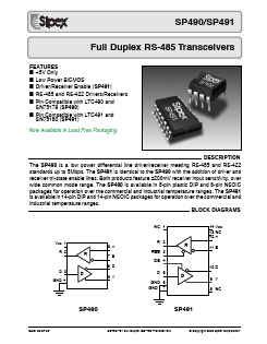 SP491ES Datasheet PDF Signal Processing Technologies