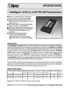 SP3243E Datasheet PDF Signal Processing Technologies