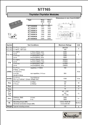 STT165GK12 Datasheet PDF Sirectifier Electronics