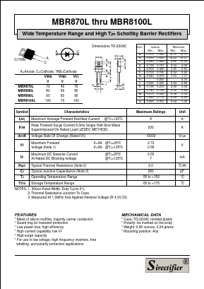 MBR8100L_ Datasheet PDF Sirectifier Electronics