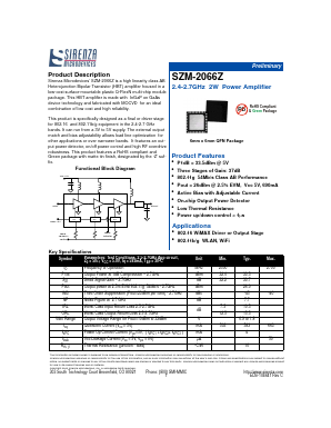 SZM-2066Z Datasheet PDF Sirenza Microdevices => RFMD