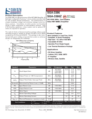 SGA-3386Z Datasheet PDF Sirenza Microdevices => RFMD