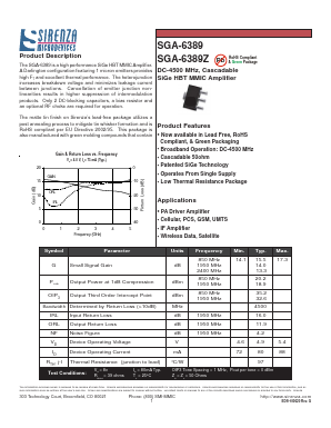 SGA-6389Z Datasheet PDF Sirenza Microdevices => RFMD