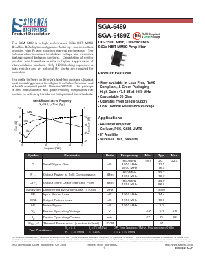 SGA-6489Z Datasheet PDF Sirenza Microdevices => RFMD
