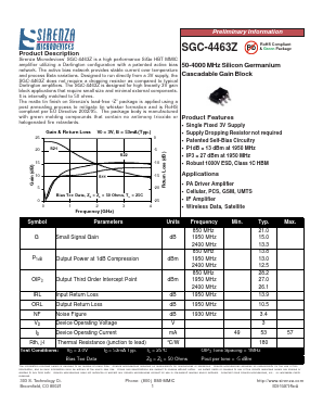 SGC-4463Z Datasheet PDF Sirenza Microdevices => RFMD