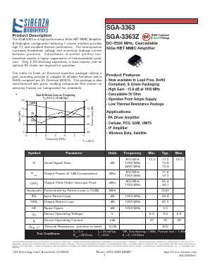 SGA-3363Z Datasheet PDF Sirenza Microdevices => RFMD