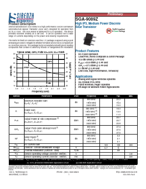 SGA-9089Z Datasheet PDF Sirenza Microdevices => RFMD