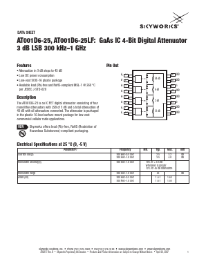 AT001D6-25 Datasheet PDF Skyworks Solutions