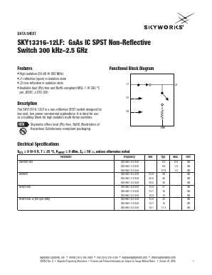 SKY13316-12LF Datasheet PDF Skyworks Solutions