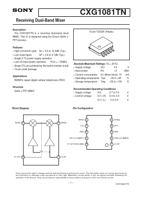 CXG1081TN Datasheet PDF Sony Semiconductor