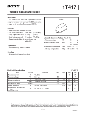 1T417 Datasheet PDF Sony Semiconductor