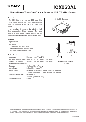 ICX063AL Datasheet PDF Sony Semiconductor